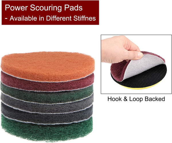 HARFINGTON 8Pcs Drill Power Brush 4 Inch Tile Scrubber Scouring Pads 400-600 Grit for Bathroom Kitchen Household Cleaning