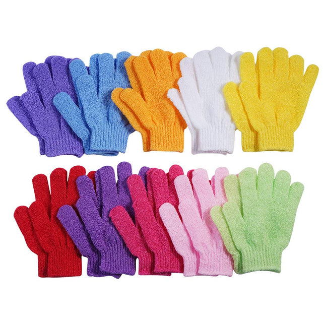 10 Pairs Exfoliating Gloves,Made of 100% Nylon,10 Colors Double Sided Exfoliating Gloves for Beauty Spa Massage Skin Shower Body Scrubber Bathing