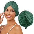 HFRHTGY Adjustable Silk Satin Hair Bonnet for Sleeping, Double Layer Hair Wrap Sleep Cap Turban for Women Men, Curly Straight Braid Unisex (Forest