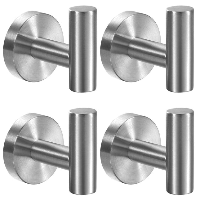 Kruodop Towel Hooks for Bathroom,4 Packs Wall Mount Towel Holder,Black Matte Wall Robe Hook,Stainless Steel Heavy Duty D