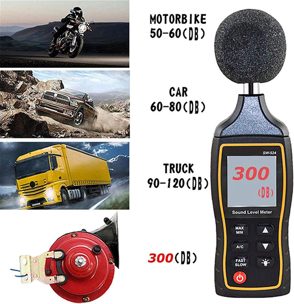 NUENUN 300DB Super Loud Train Horn for Truck, Boat, Car - 4pcs 12V Waterproof Double Air Electric Snail Single Horn With Raging Sound (Black and
