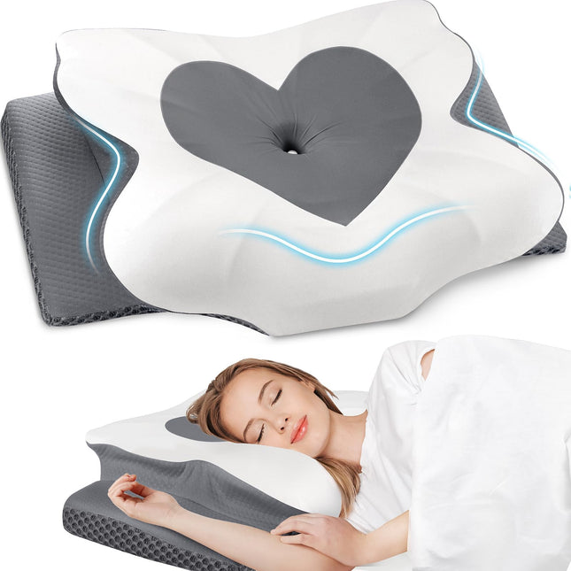 Cervical Neck Pillow, Memory Foam Neck Support Pillows for Sleeping, Shoulder Pillow for Side Sleepers, Back Stomach Sle