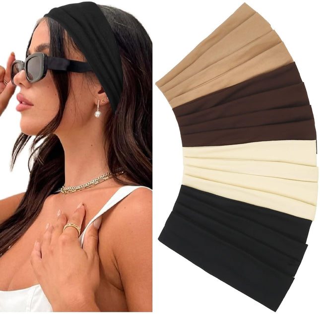 Elastic Non-Slip Soft Cloth Fabric Women'S Headbands 16 Pack - Yoga, Running, Sp