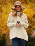 ANRABESS Womens Oversized Turtleneck Batwing Long Sleeve Casual Cozy Baggy Knit Pullover Tunic Sweater 2026 Fall Outfits Medium Apricot