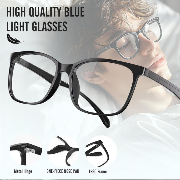 Blue Light Glasses For Men & Women - Anti Glare Computer Blue Light Blocking Glasses with UV Protection for Gaming 1p-2501black Clear