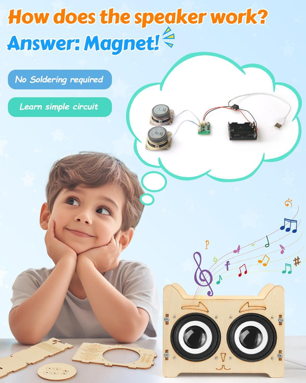 Poraxy Science Kits for Kids Age 8-12 12-14, STEM Toys for 8-13, Build Your Own Bluetooth Speaker & FM Radio, 3D Puzzles DIY Projects, Birthday