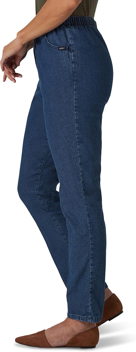 Chic Classic Collection Women's Stretch Elastic Waist Pull-On Legging Pant 16 Petite Mid Shade Denim