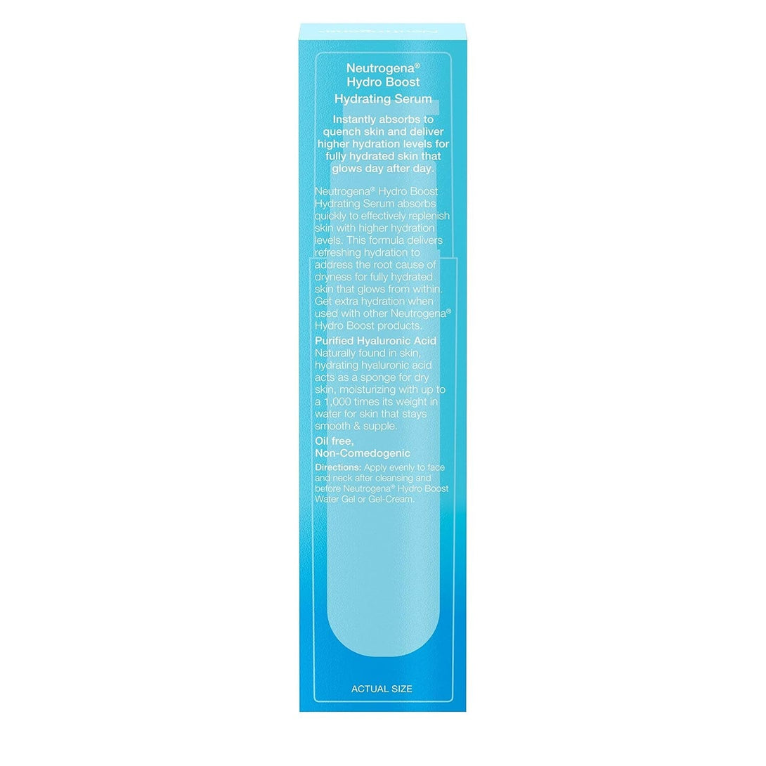 Neutrogena Hydro Boost Hydrating Hyaluronic Acid Serum, Oil-Free and Non-Comedogenic Face Serum Formula for Glowing Complexion, Oil-Free & Non-Comedogenic, 1 Fl. Oz