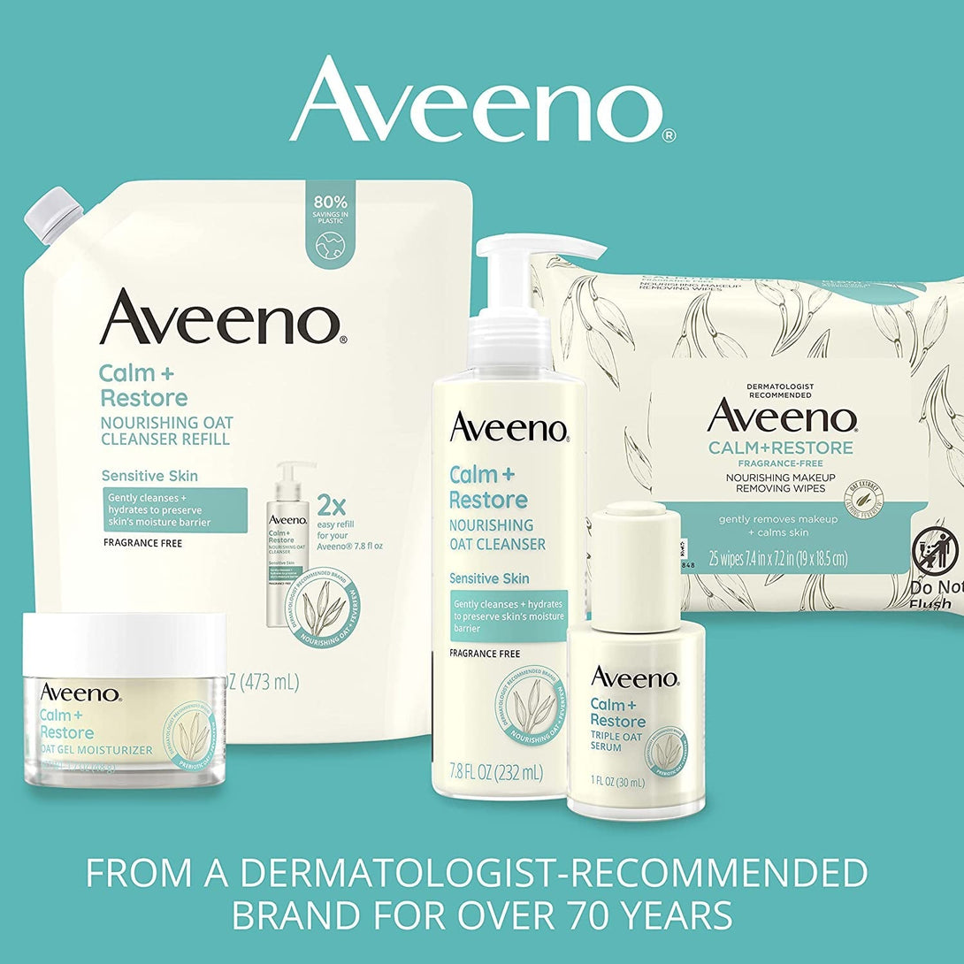 Aveeno Calm + Restore Facial Cream for Redness Relief, Soothing Face Moisturizer for Sensitive Skin, Hypoallergenic Formula, Fragrance-Free, 1.7 OZ