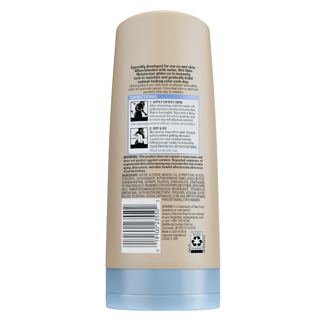 Jergens Natural Glow in Shower Lotion, Self Tanner for Fair to Medium Skin Tone, Sunless Tanning Wet Skin Lotion for Gradual, Flawless Color, 7.5 Ounce (Packaging May Vary)