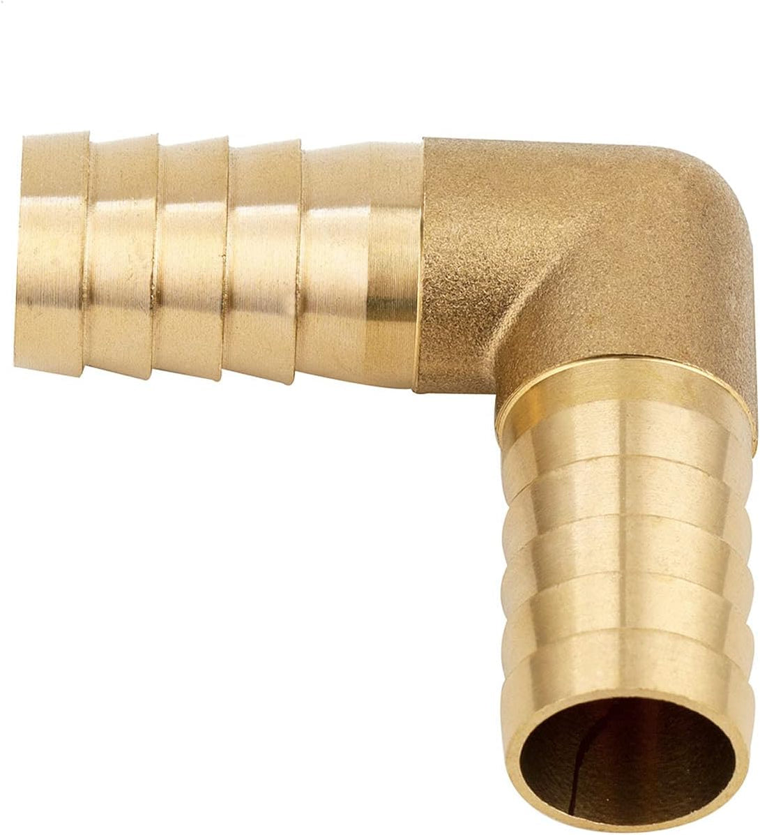 Yoebor Brass Hose Barb Fitting 90 Degree Elbow, 5/8" Barbed X 5/8" Barbed, Fuel/Air/Water/Boat/Gas/Oil WOG (Pack of 2)