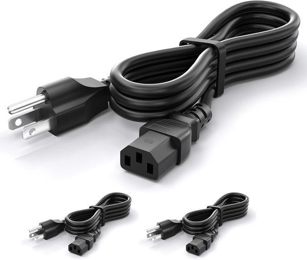 Computer Power Cord - 4FT, 3 Pack 3 Prong AC Power Cable Made for Dell, Samsung, LG, Sony & More Computer Monitors - NEMA 5-15P to IEC60320 C13, Reliable Power Supply for Monitors