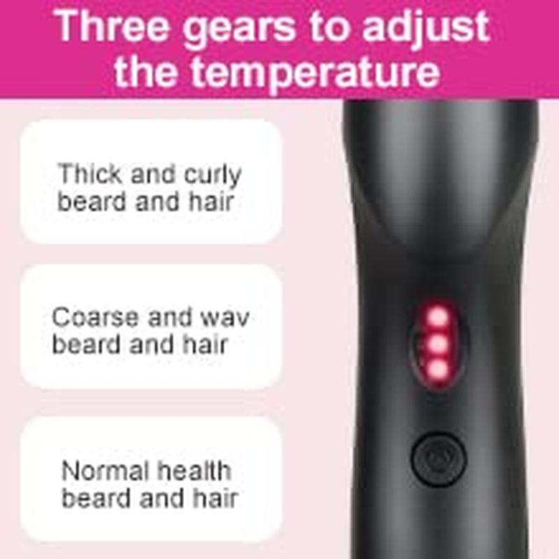 Hair Straightener, Electric Hot Comb Hair Straightener Brush with Ceramic Heater Surface, Fast Heating, Dual Voltage, Adjustable Temperature for Natural Black, Curly, Frizzy Hair & Beard