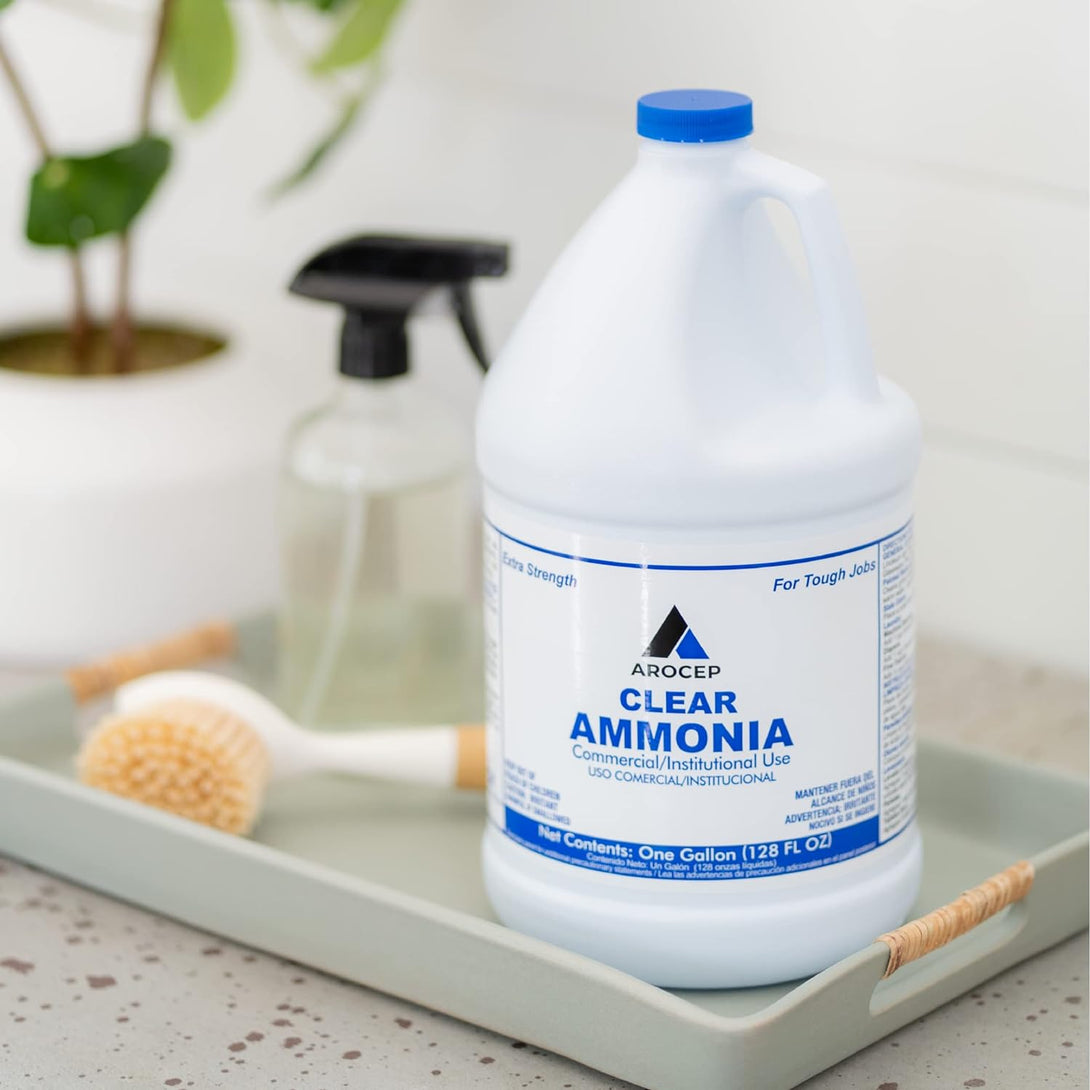 Clear Ammonia Cleaner Liquid, 1 Gallon, Multipurpose, Multi-Surface Cleaning Solution Removes Grease, Hard Water Stains, and Odors, Kitchen and Bathroom Use