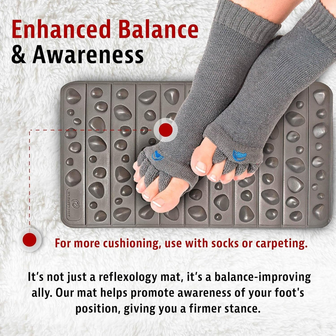 My Happy Feet Pebble Rock Mat - Therapeutic Rock Mat – Wellness Foot Mat for Natural Balance & Energized Living – Black, Portable & Versatile Foot Massage Mat for Home or Office (19.75" X 12.25")