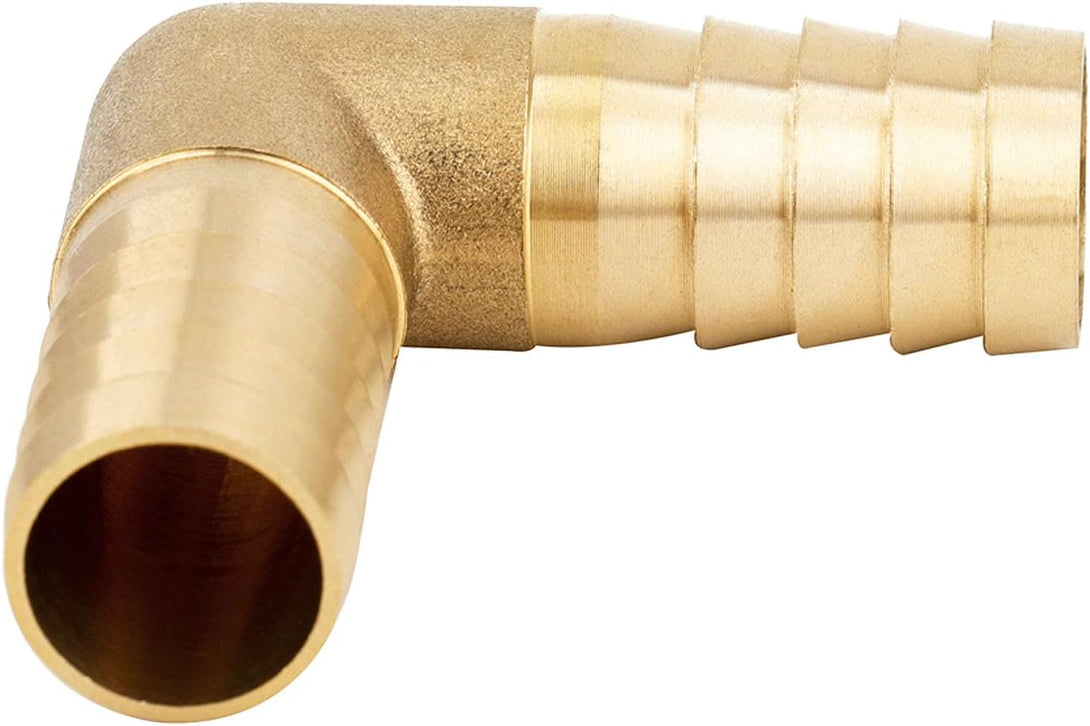 Yoebor Brass Hose Barb Fitting 90 Degree Elbow, 5/8" Barbed X 5/8" Barbed, Fuel/Air/Water/Boat/Gas/Oil WOG (Pack of 2)