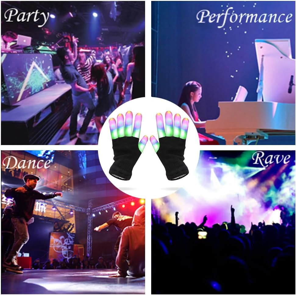 Luwint Led Gloves Fun Toys Kids 8-15+, 6 Flashing Modes, Teen Boys Girls Gifts for Rave Dance Christmas Birthday Party