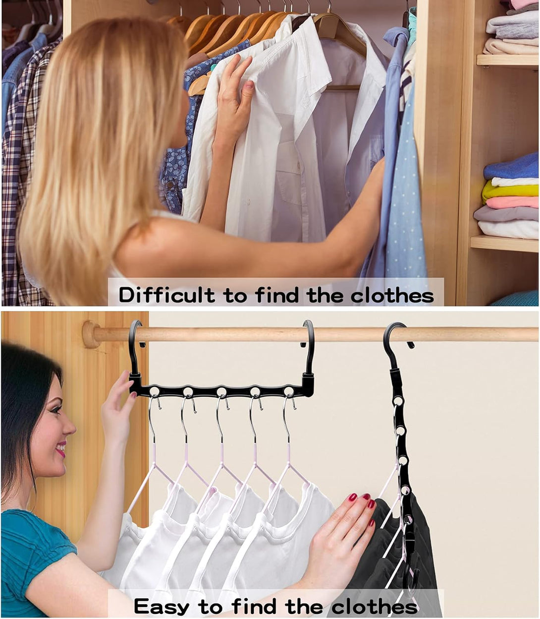 College Dorm Room Essentials Closet Organizer,12 Pack Stronger Closet Organizers and Storage Clothes Hanger with 5 Holes Closet Storage for Heavy Clothes,Magic Closet Organization Space Saving Hangers