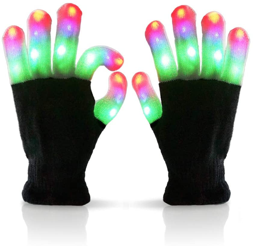 Luwint Led Gloves Fun Toys Kids 8-15+, 6 Flashing Modes, Teen Boys Girls Gifts for Rave Dance Christmas Birthday Party