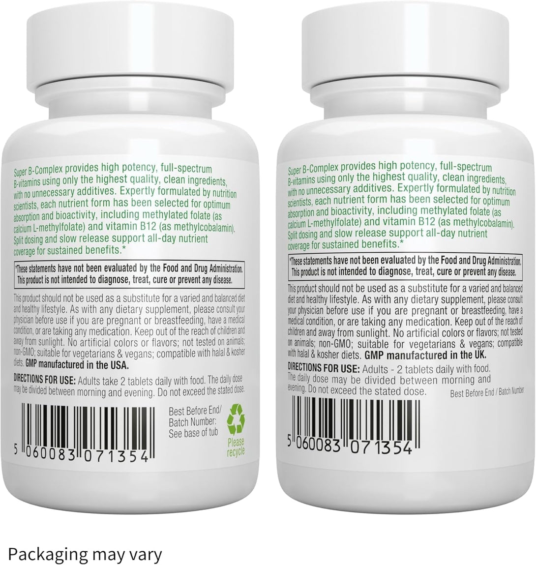 Igennus Super B-Complex Methylated B-Vitamins, MTHFR Supplement with Methylfolate & B12 Methylcobalamin, High Bioavailability & Potency, Vegan, Lab Verified, 180 Small Tablets
