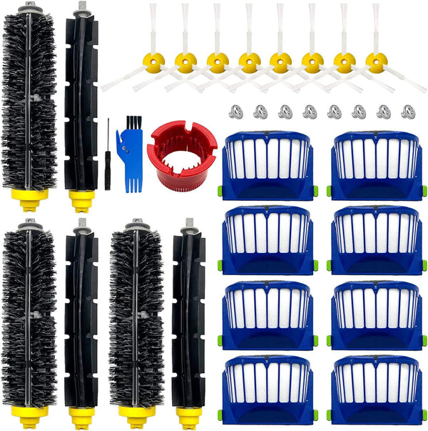 Replacement Accessories Kit for Irobot Roomba 600 Series 694 675 692 676 695 677 671 655 645 690 680 660 650 620 614 & 500 Series 595 585 564 Robot 3 Bristle & 3 Beater Brush 8 Filter 8 Side Brush