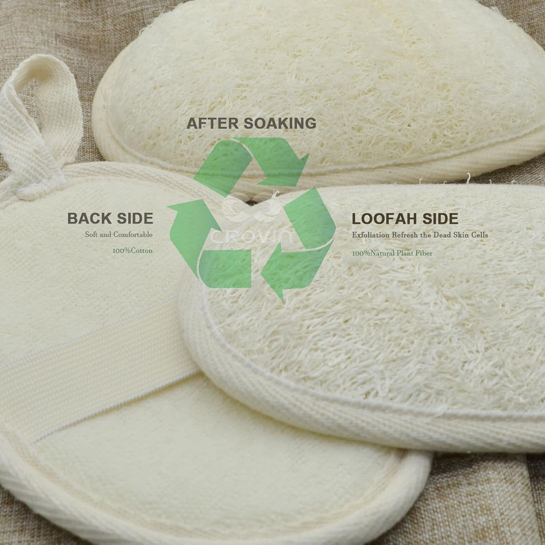 Natural Loofah Exfoliating Body Scrubber, Made with Natural Shower Loofah Sponge for Men and Women’S SPA (Pack of 4)