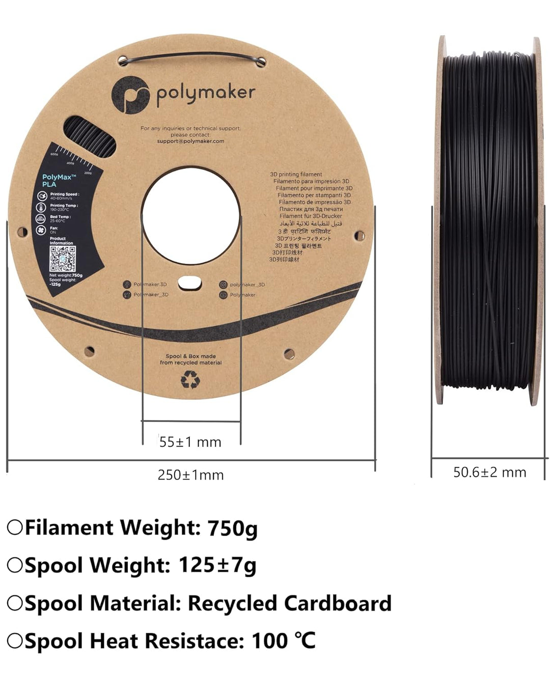 Polymaker Tough PLA 3D Printer Filament 1.75Mm, 750G Teal PLA Filament - Polymax 1.75 PLA Filament Teal, Tougher than PLA+ 3D Filament, High Impact Strength for Functional Application