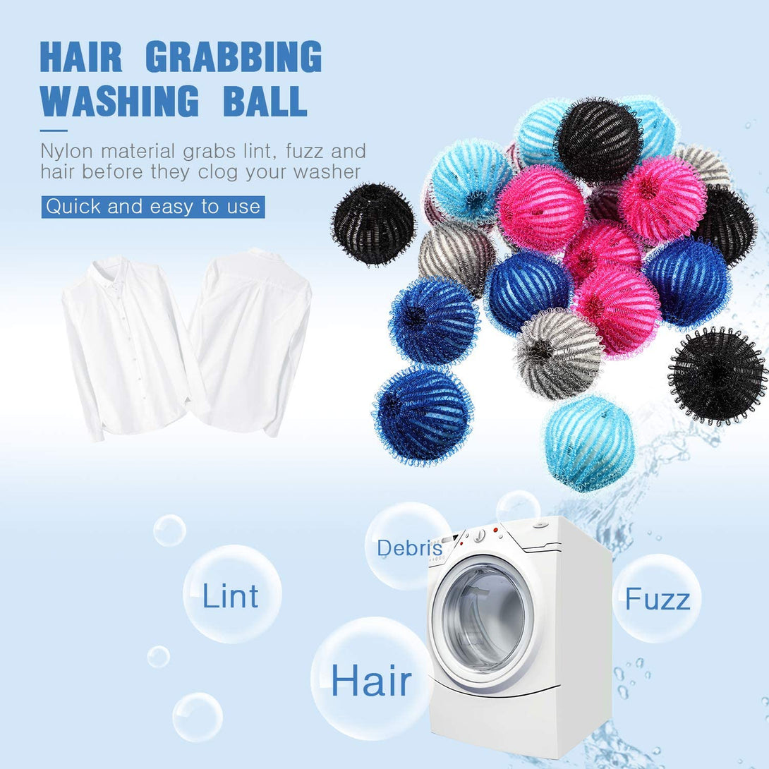 Blulu 12 Pieces Pet Hair Remover for Laundry Dryer Balls Reusable Washing Machine Hair Catcher Pet Dog Cat Hair Catcher Lint Remover (Light Blue,Blue,Grey,Black,Purple,Rose Red)