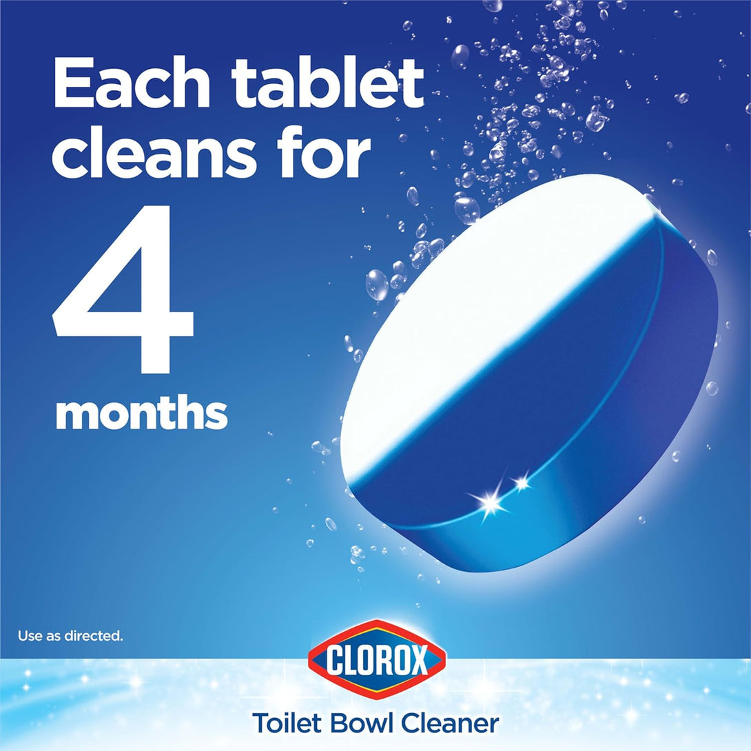 Clorox Ultra Clean Toilet Tablets Bleach & Blue, Rain Clean, 4 Ct (Package May Vary)