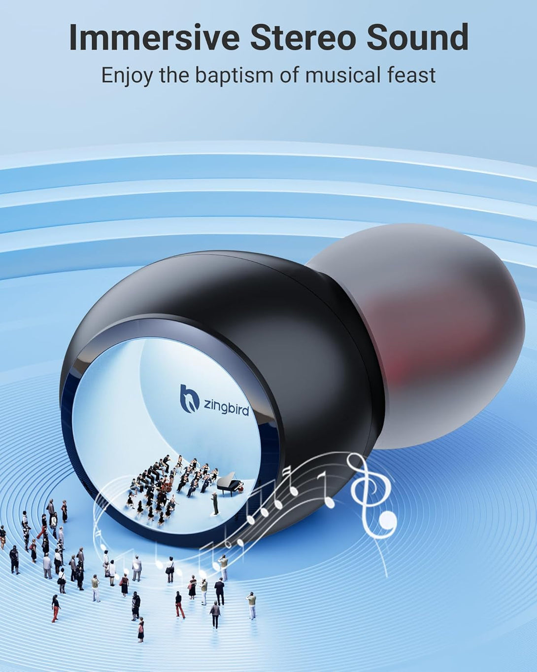 Ear Buds Wireless Earbuds Bluetooth 5.4 Headphones with LED Power Display, IPX8 Waterproof, Mini Earbud, Built-In Mic Calls, Ultra-Light, Stereo Earphones for Sports, Gym, Running, Workout, Black S