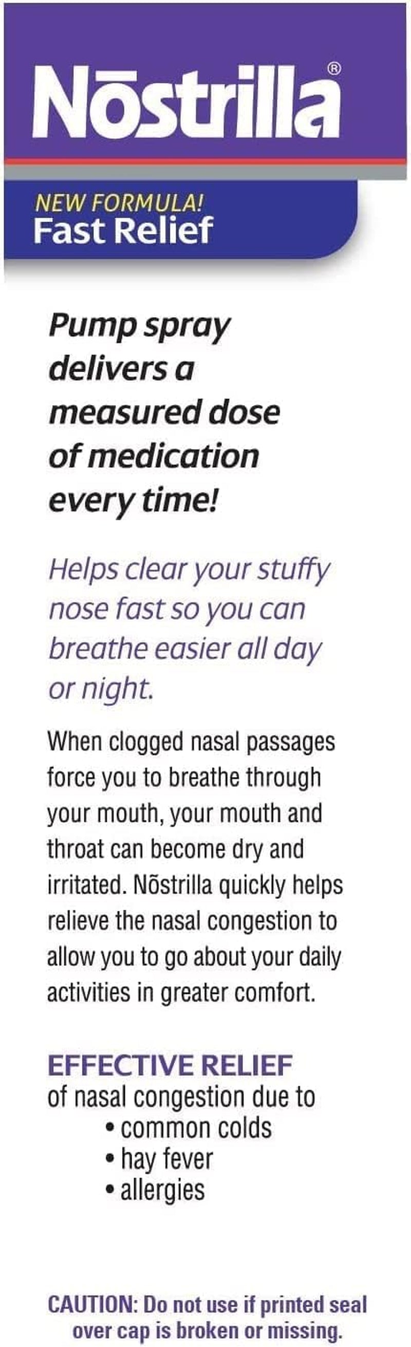 Nostrilla Nasal Decongestant Spray, Stuffy Nose Relief, 0.5 Oz (6 Pack)