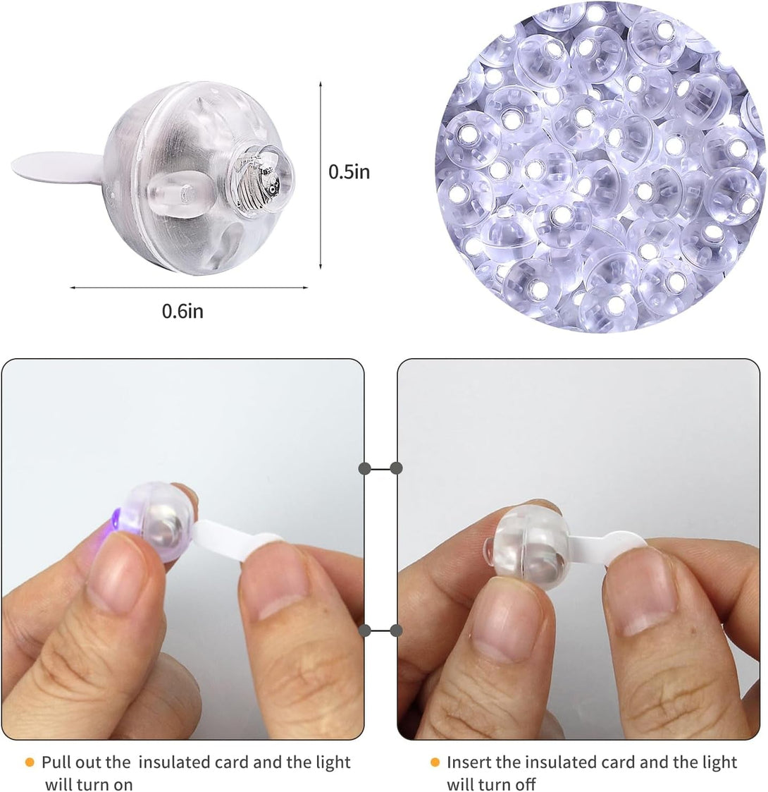 Aogist 50Pcs White Balloon Lights,Long Standby Time Waterproof Mini Light,Battery Powered,Round LED Ball Lamp for Latex Balloon Paper Lantern Party Wedding Festival Christmas Halloween Decorative