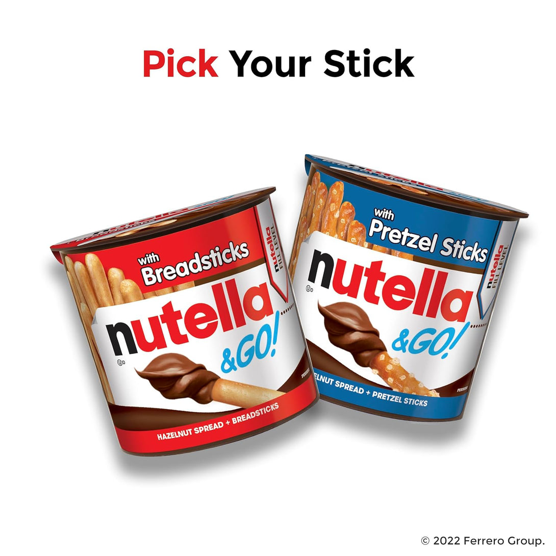 Nutella & GO! Bulk 12 Pack, Hazelnut and Cocoa Spread with Breadsticks, Stocking Stuffers, Snack Cups, 1.8 Oz Each​