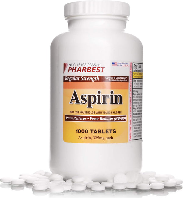 Aspirin 325 Mg | Regular Strength | 1000 Count Uncoated Tablets