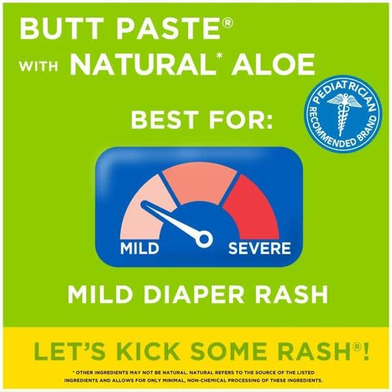 Boudreaux'S Butt Paste with Natural* Aloe Diaper Rash Cream, Ointment for Baby, 4 Oz Tube, 2 Pack