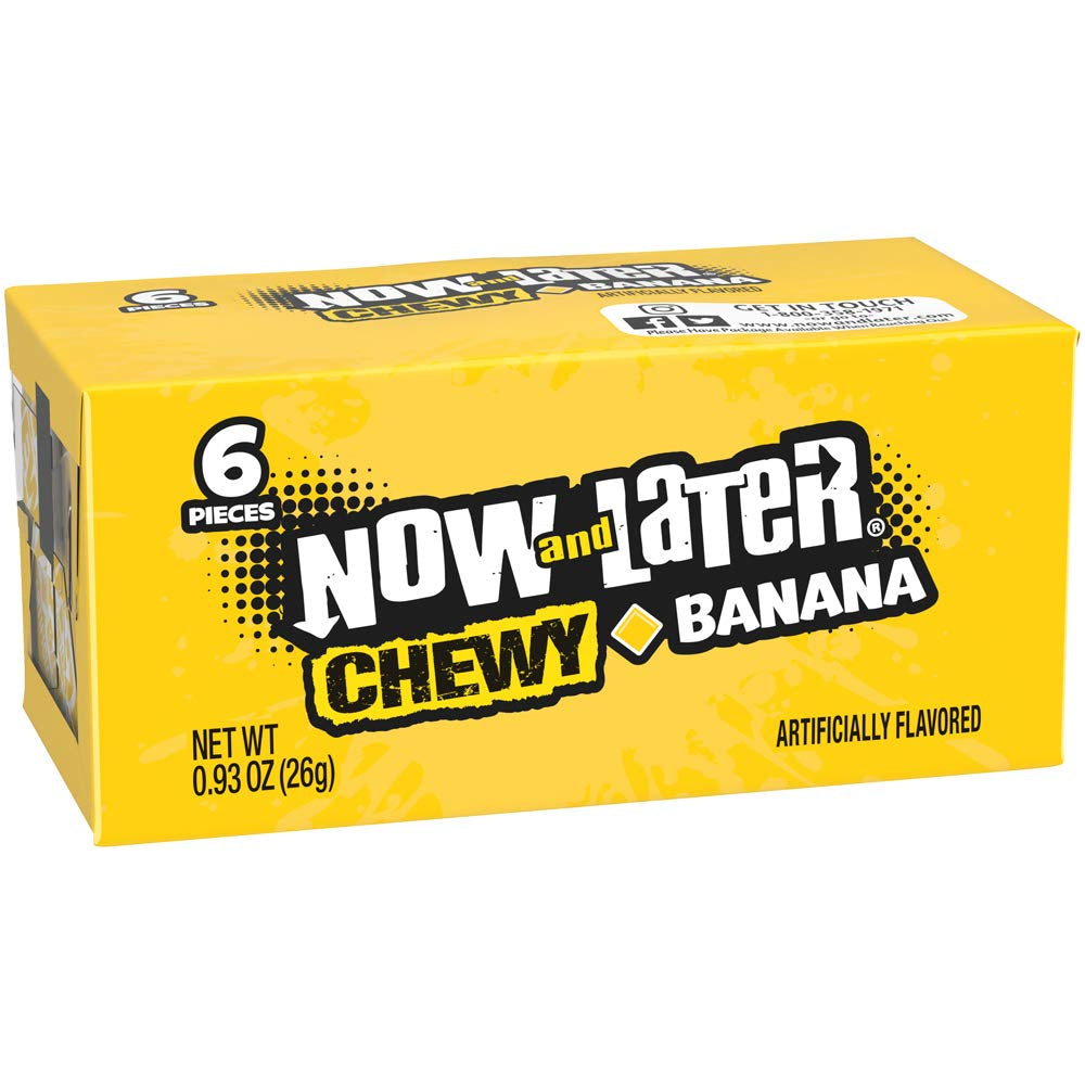 Now and Later Chewy Candy, Banana Flavor, 0.93 Ounce Bars (Pack of 24)