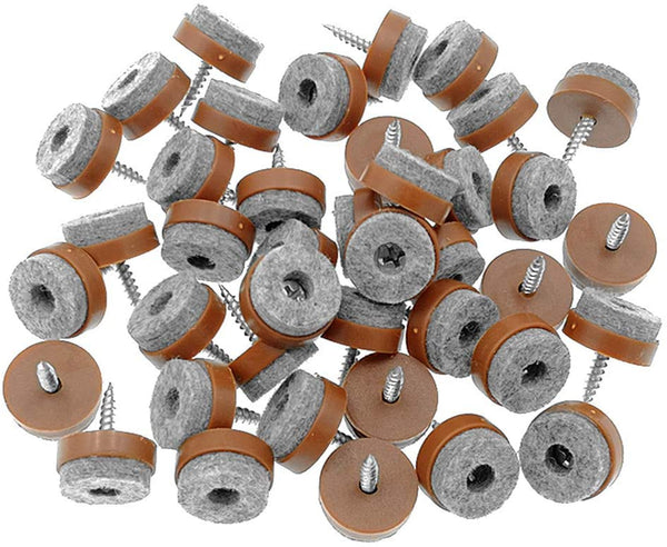 ALIMITOPIA 40Pcs Screw-On Furniture Felt Pad Chair Glide Slider Hardwood Floor Protector for Wooden Leg Feet of Chair Table Furniture(Φ28Mm or 1.1";Brown)