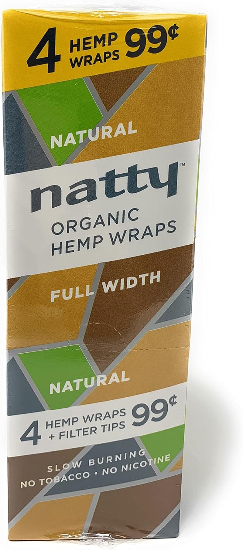 Natty Full Width Hemp Wraps 15Packs per Box 4 Wraps per Pack - Various Flavors - (1 Count) Brown