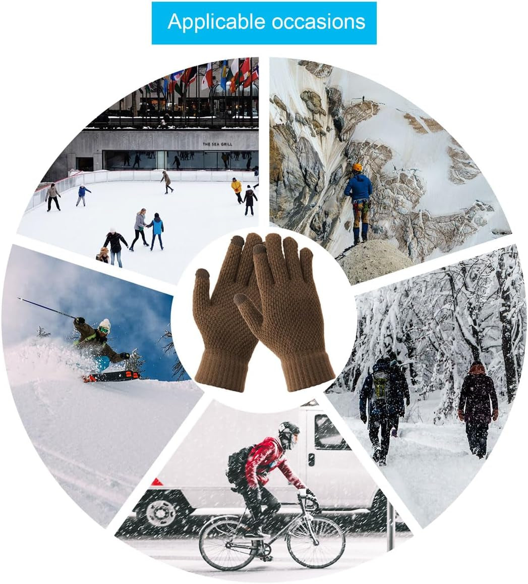 Bad Piggies Winter Gloves for Men, Touch Screen Warm Gloves with Thermal Soft Knit Fleece Lining for Running Driving Hiking