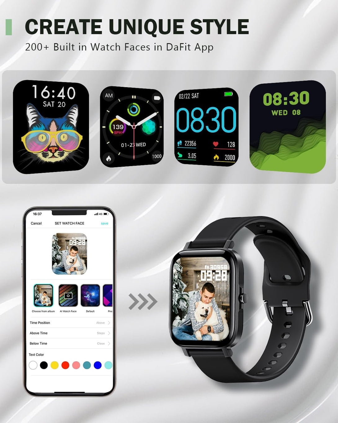 Ancwear Smart Watch for Men Women, Step Counter Watch with Heart/Sleep Tracking, 1.83" Display Fitness Tracker with 120+ Sports Modes, Compatible with Android Ios (Black)