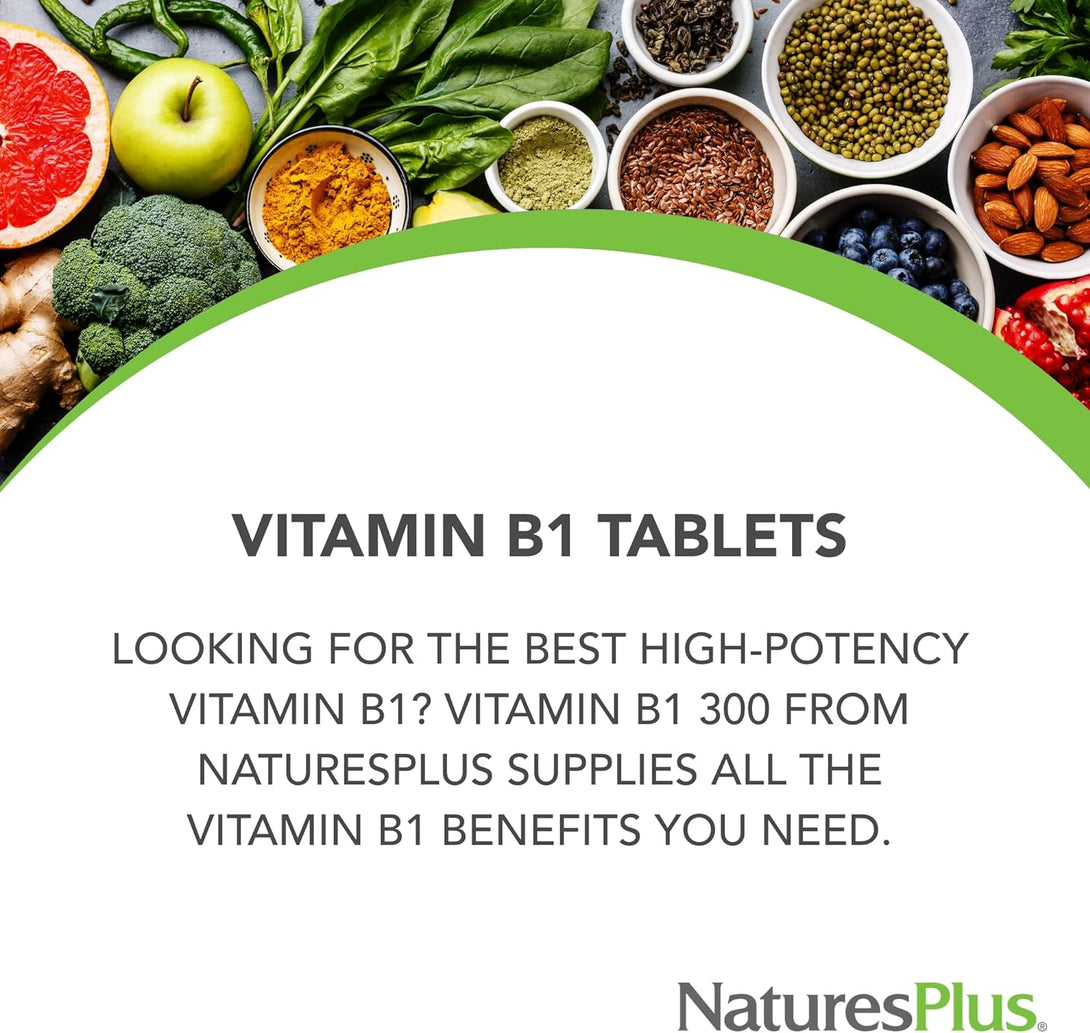 Natures plus Vitamin B1 (Thiamin HCI), Sustained Release - 300 Mg, 90 Vegetarian Tablets - Gluten-Free - 90 Servings