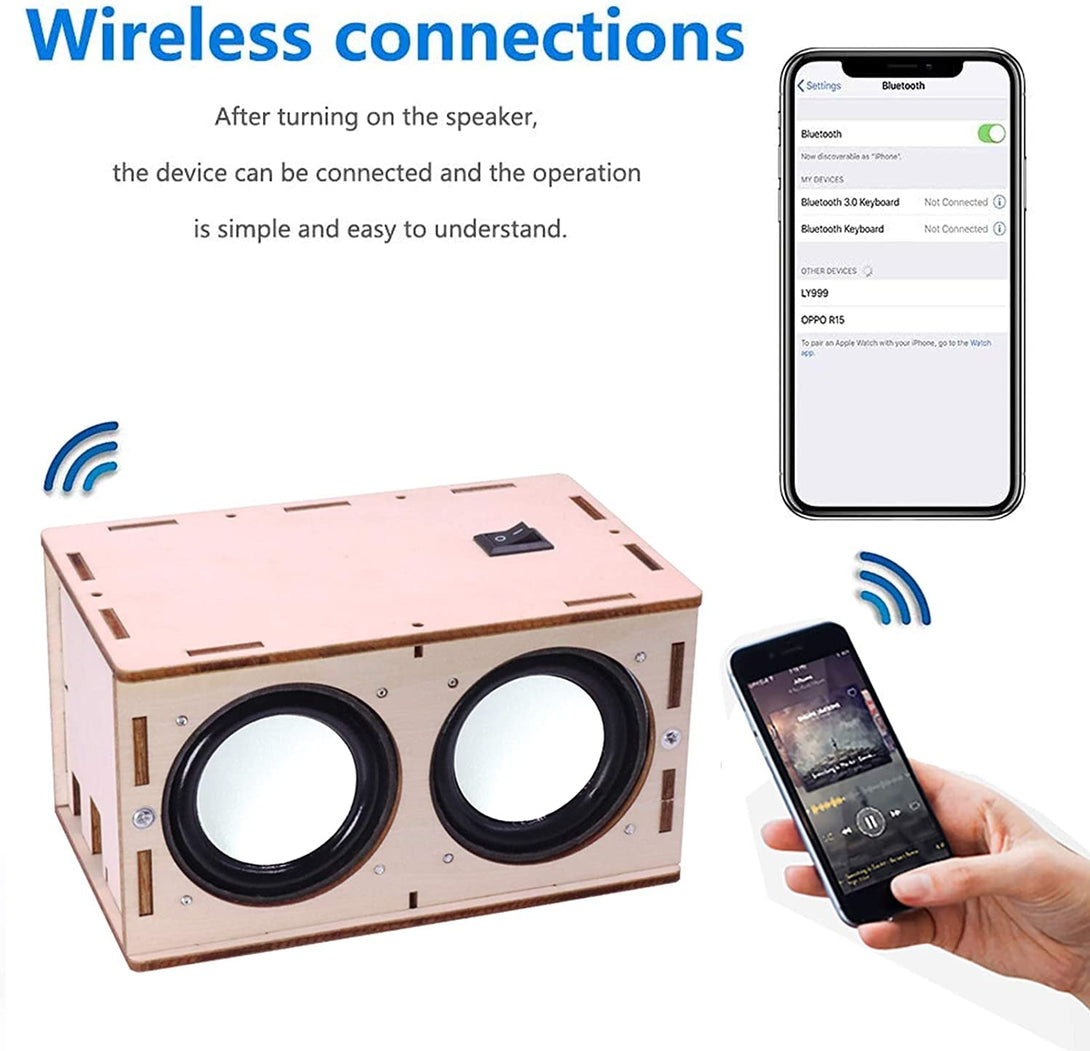 DIY Bluetooth Speaker Box Kit Electronic Sound Amplifier - Build Your Own Portable Wood Case Bluetooth Speaker Sound - Science Experiment and STEM Learning for Kids, Teens and Adults
