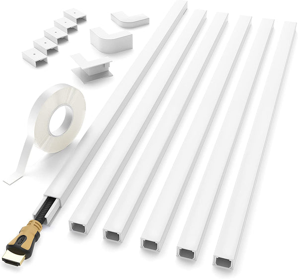 Delamu Cord Hider, 94In Cable Hider, One-Cord Cord Covers for Wall, Paintable Cable Cover Raceway, Wire Hiders for Tv on Wall, Wire Covers for Cords, Cord Cable Management, 6Xl15.7 W0.59 H0.4In, White