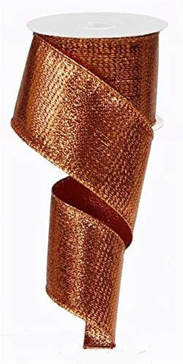 Metallic Wired Edge Ribbon - 10 Yards (Copper, 2.5 Inch)