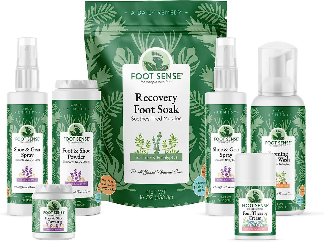 FOOT SENSE All Natural Smelly Foot & Shoe Powder - Foot Odor Eliminator Lasts up to 6 Months. Natural Formula for Smelly Shoes and Stinky Feet. Protects Disinfects & Deodorizes.