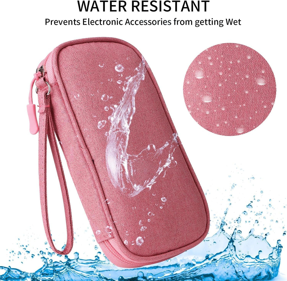 Pink Universal Cable Organizer - Electronics Accessories Bag for Charger, Phone, Memory Card & Travel Gadgets