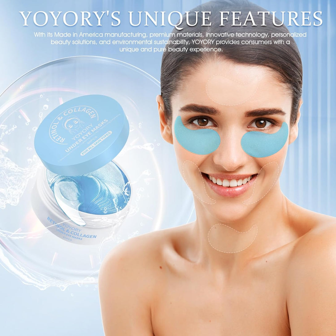 Under Eye Patches Masks - for Dark Circles, Puffy Eyes, Fine Lines, Wrinkles, Eye Bags Treatment with Collagen and Hyaluronic Acid, Moisturizing and Hydrating (60 Pcs)