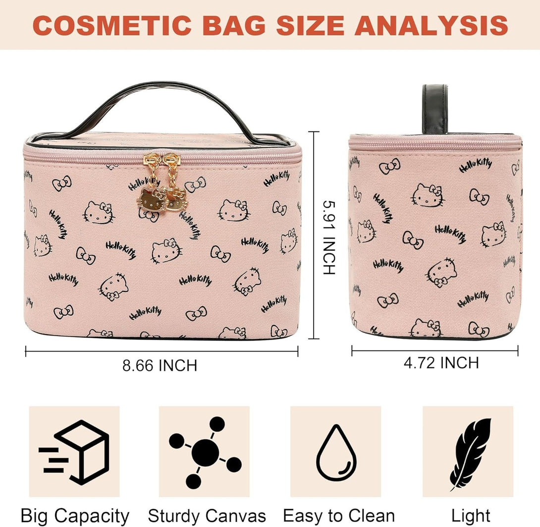 Ambealla Make up Bag Travel Cosmetic Bags Brush Holder Zipper Pouch Case Organizer Cute Organizer Suitable for Purse for Women (Light Pink Bucket Bag)