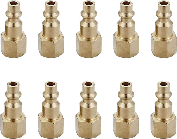 Air Hose Fittings and Quick Connect Air Fittings, 1/4 Inch NPT Brass Female Air Coupler Plug (10 Piece) Industrial Type D, Air Compressor Fittings