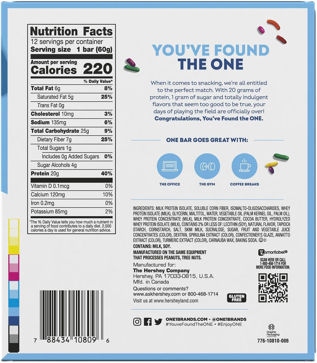 ONE Protein Bars, NEW Recipe Birthday Cake, Gluten Free Protein Bars with 20G Protein and 1G Sugar, Pantry Staples, 2.12 Oz (12 Count)